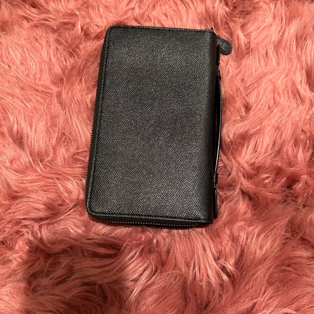 COACH Double Zipper Travel Wallet Clutch Organizer Black - Picture 6 of 15